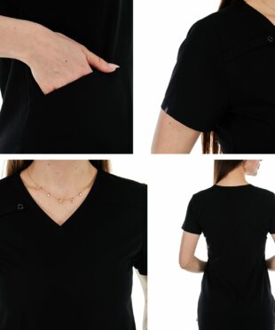 alamat women regular fit black scrub top 003 5