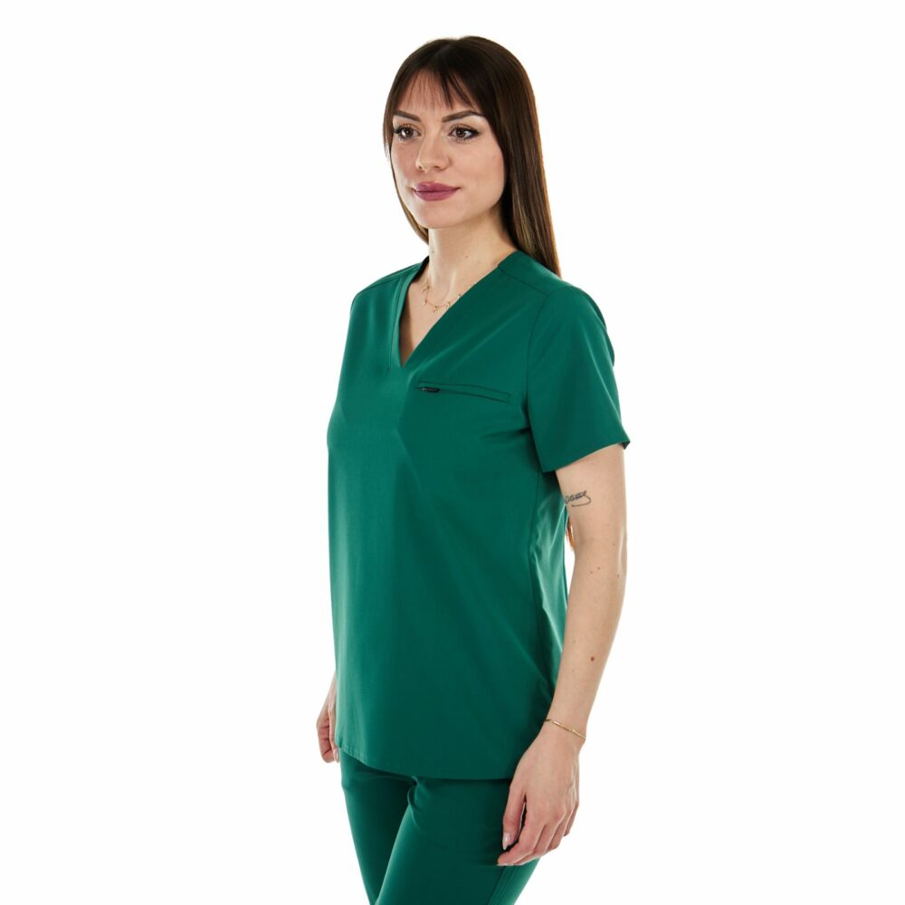 alamat women regular fit hunter green scrub top 003 1