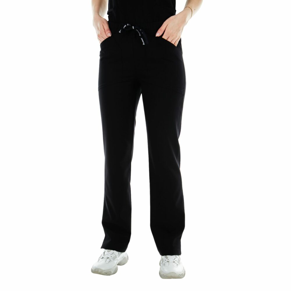 alamat women slim fit black scrub pant 002 1