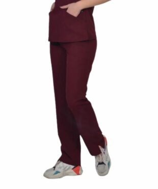 alamat women slim fit burgundy scrub pant 002 1