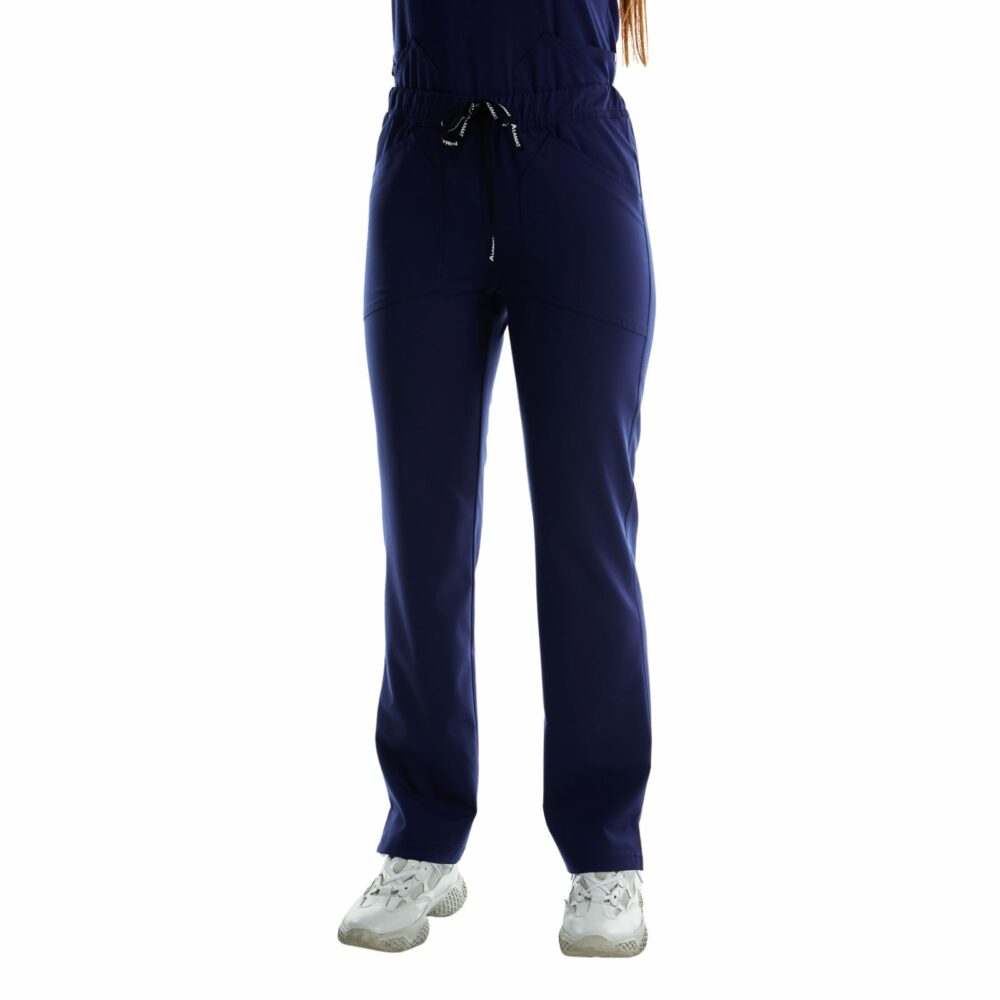 alamat women slim fit navy blue scrub pant 002 1
