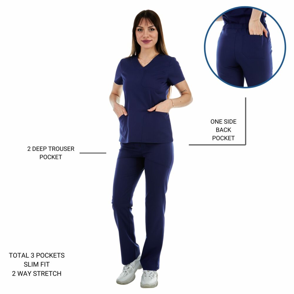 alamat women slim fit navy blue scrub pant 002 2