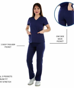 alamat women slim fit navy blue scrub pant 002 2