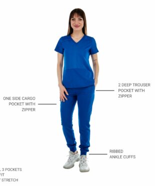 alamat women slim fit royal blue jogger scrub pant 005 2