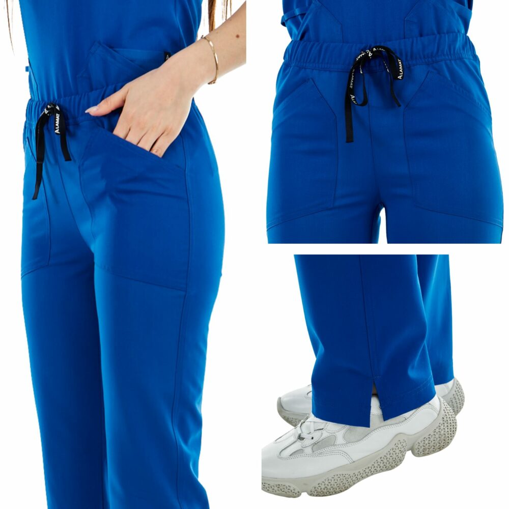 alamat women slim fit royal blue scrub pant 002 5